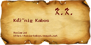 Kőnig Kabos névjegykártya